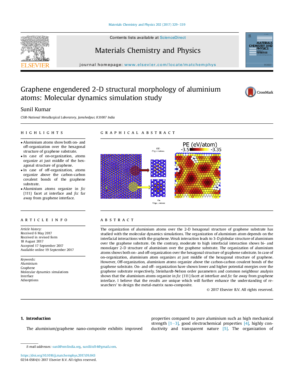 Graphene engendered 2-D structural morphology of aluminium atoms: Molecular dynamics simulation study