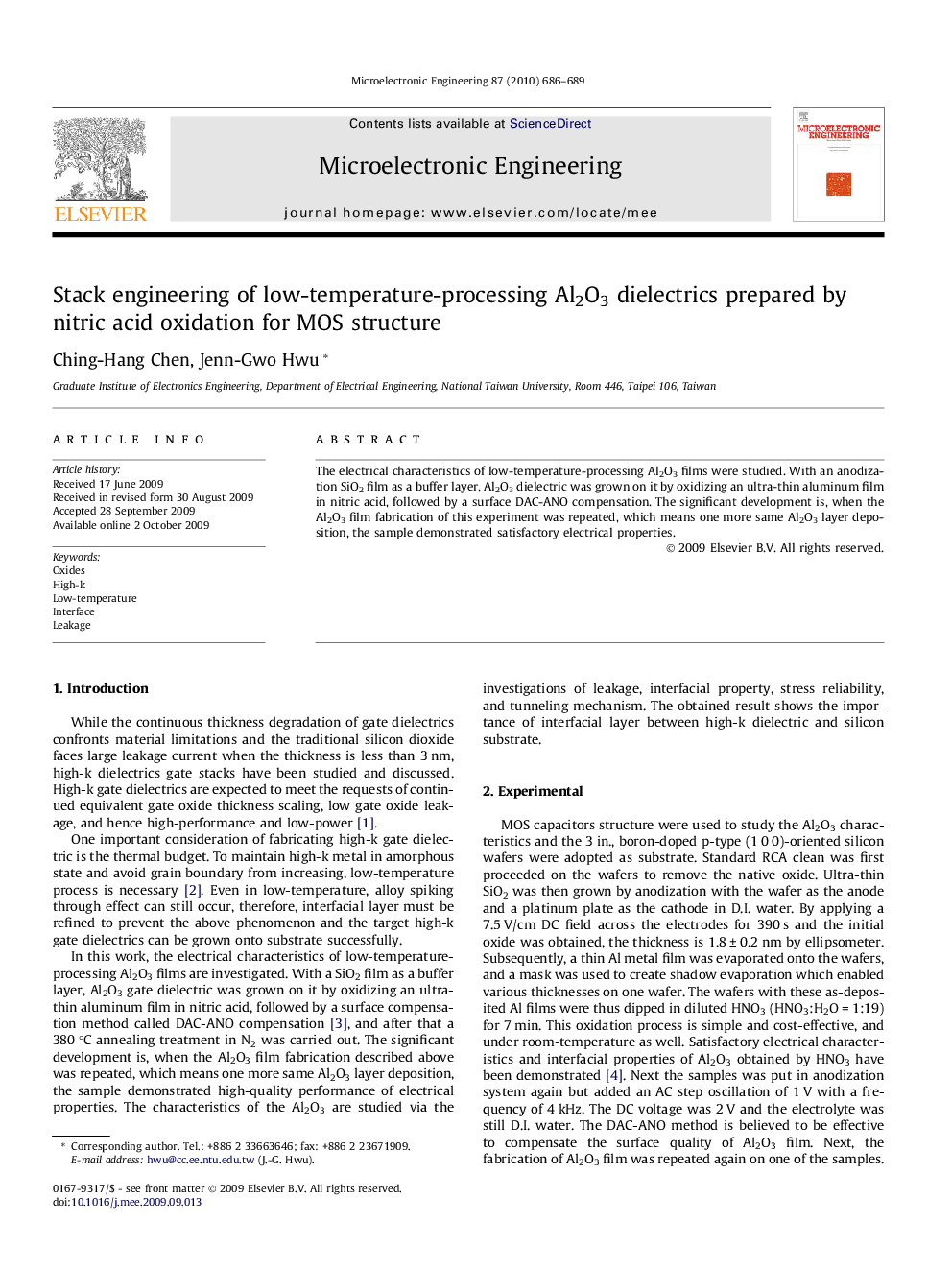 Stack engineering of low-temperature-processing Al2O3 dielectrics prepared by nitric acid oxidation for MOS structure