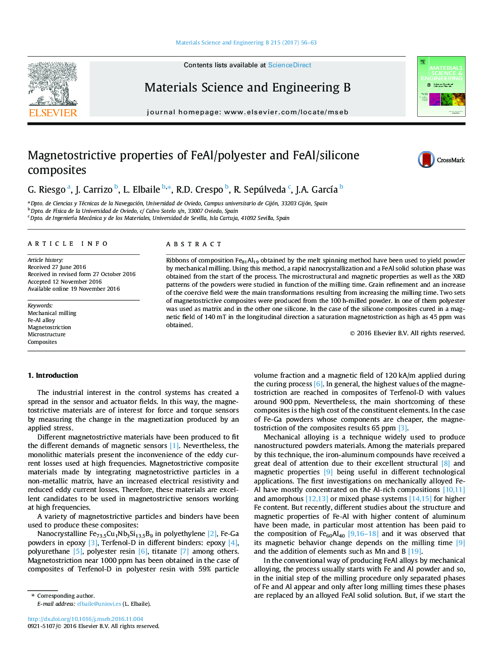 Magnetostrictive properties of FeAl/polyester and FeAl/silicone composites