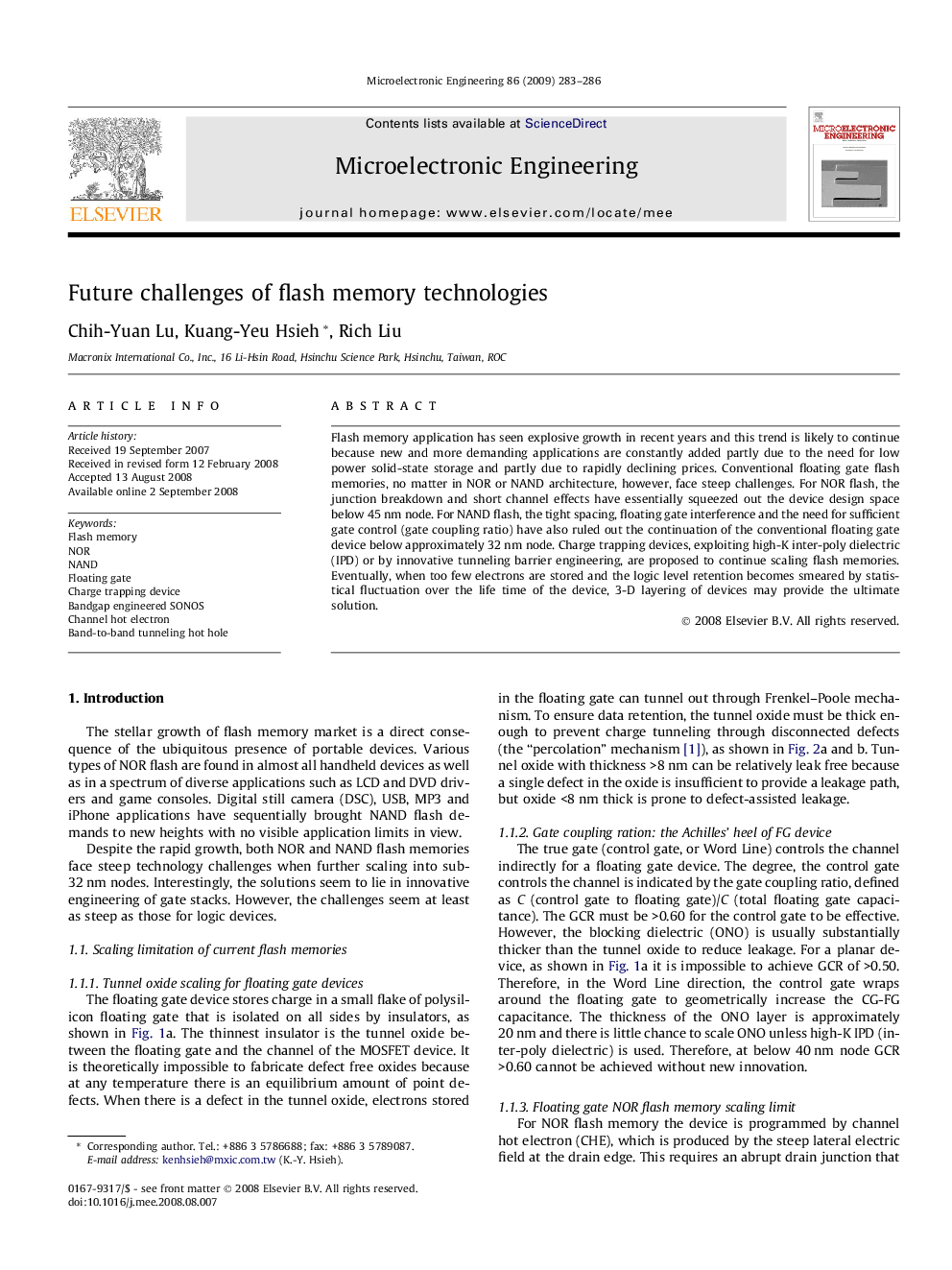 Future challenges of flash memory technologies