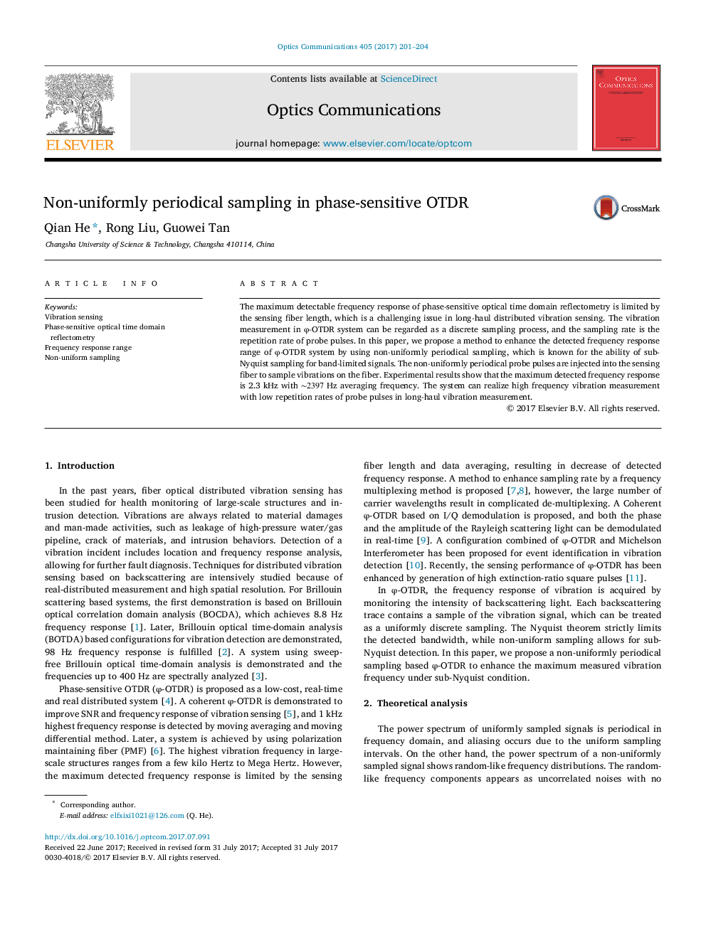 Non-uniformly periodical sampling in phase-sensitive OTDR