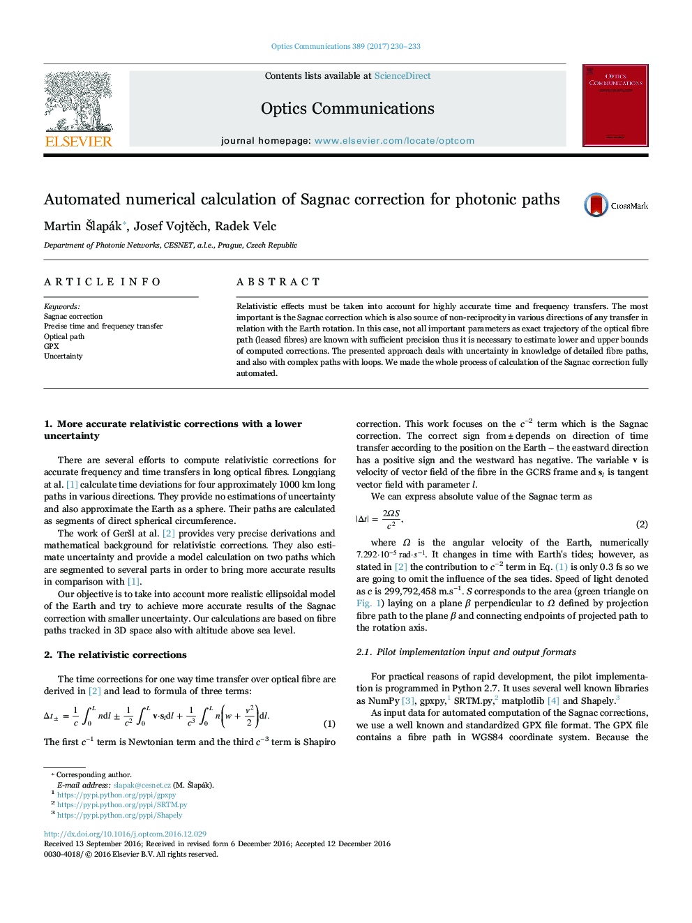 Automated numerical calculation of Sagnac correction for photonic paths