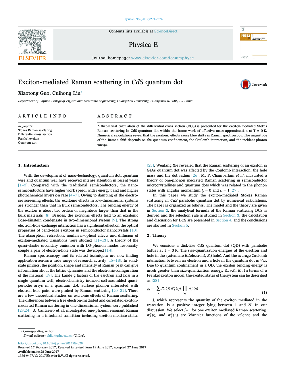 Exciton-mediated Raman scattering in CdS quantum dot