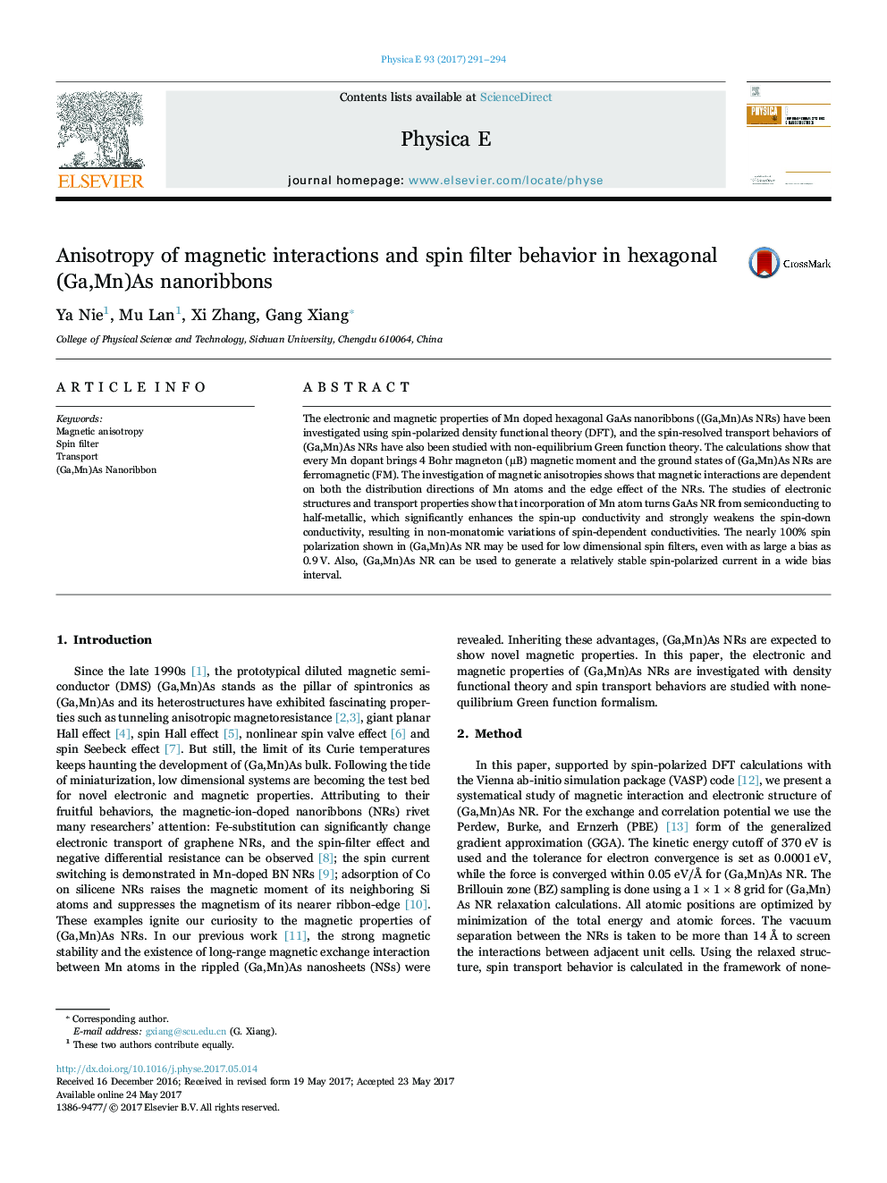 Anisotropy of magnetic interactions and spin filter behavior in hexagonal (Ga,Mn)As nanoribbons