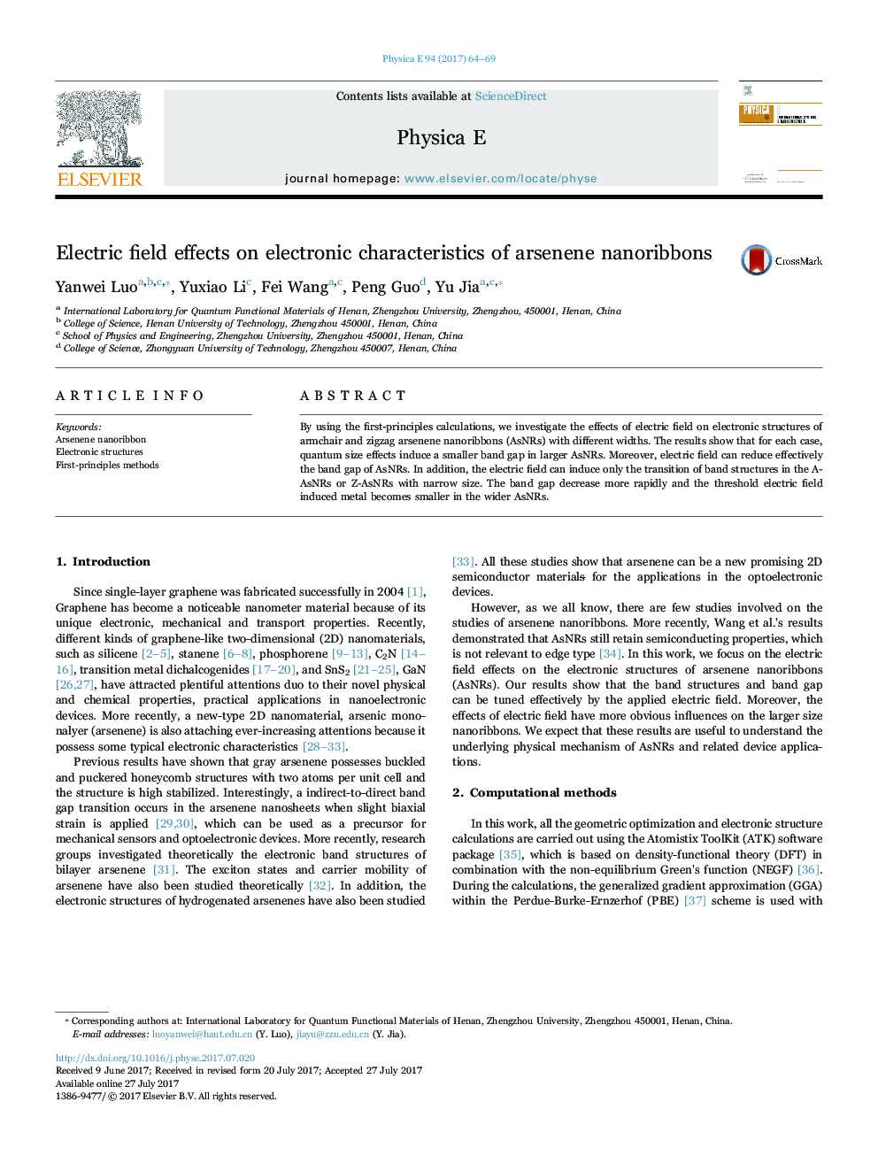 Electric field effects on electronic characteristics of arsenene nanoribbons