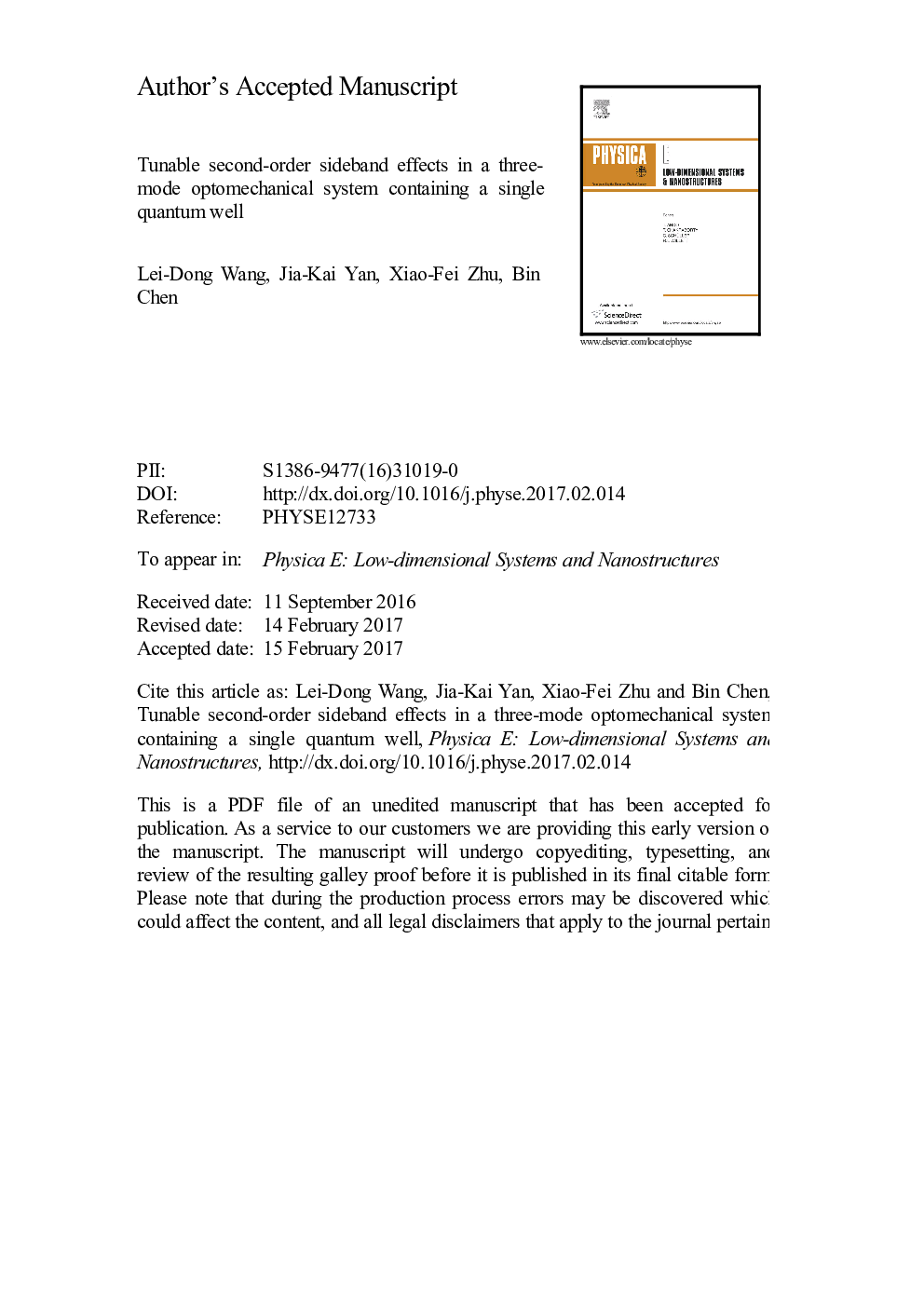 Tunable second-order sideband effects in a three-mode optomechanical system containing a single quantum well