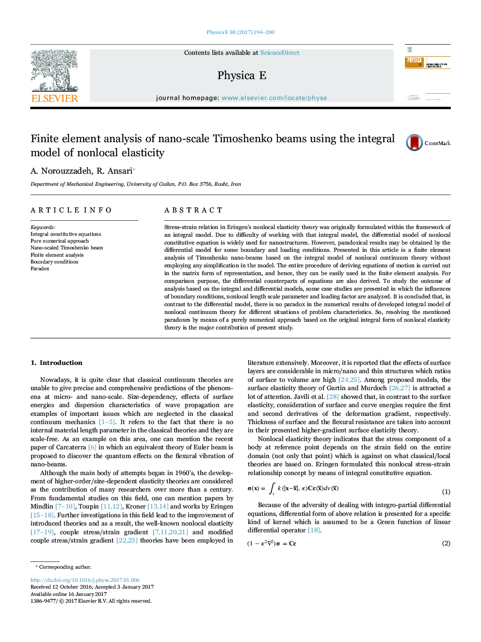 Finite element analysis of nano-scale Timoshenko beams using the integral model of nonlocal elasticity