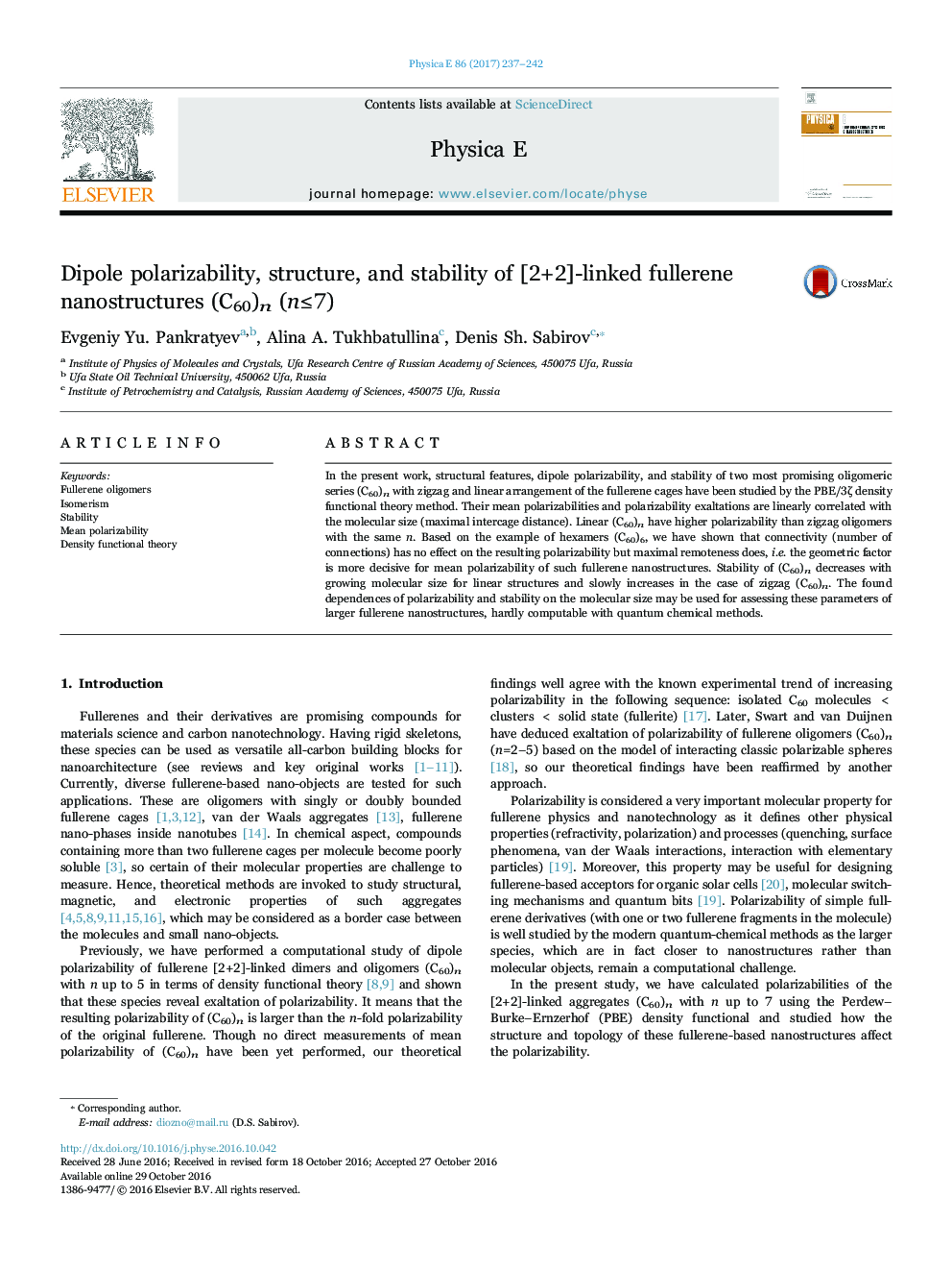 Dipole polarizability, structure, and stability of [2+2]-linked fullerene nanostructures (C60)n (nâ¤7)