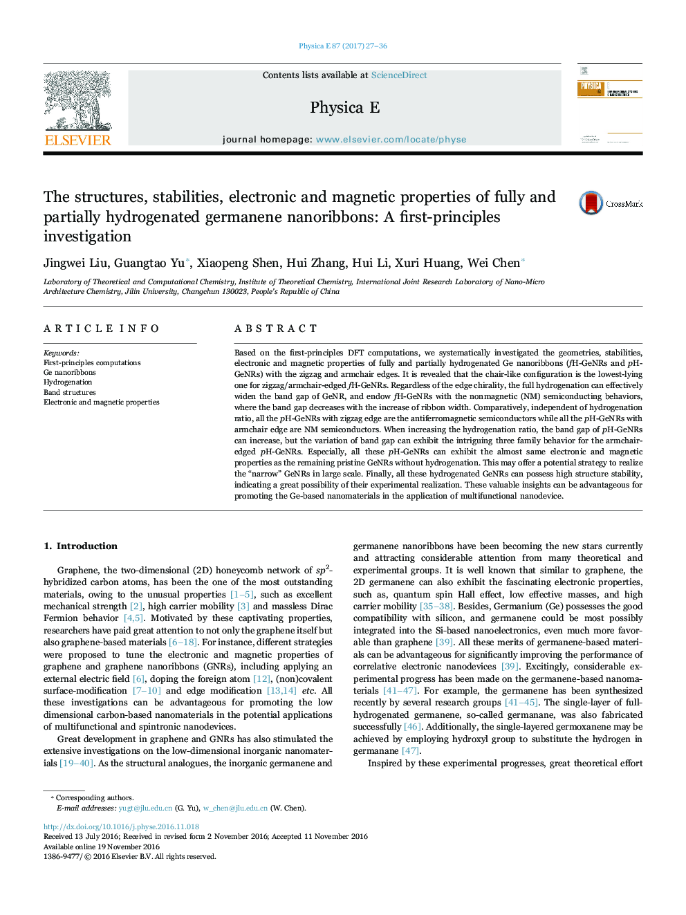 The structures, stabilities, electronic and magnetic properties of fully and partially hydrogenated germanene nanoribbons: A first-principles investigation