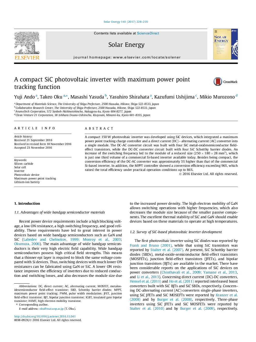 A compact SiC photovoltaic inverter with maximum power point tracking function