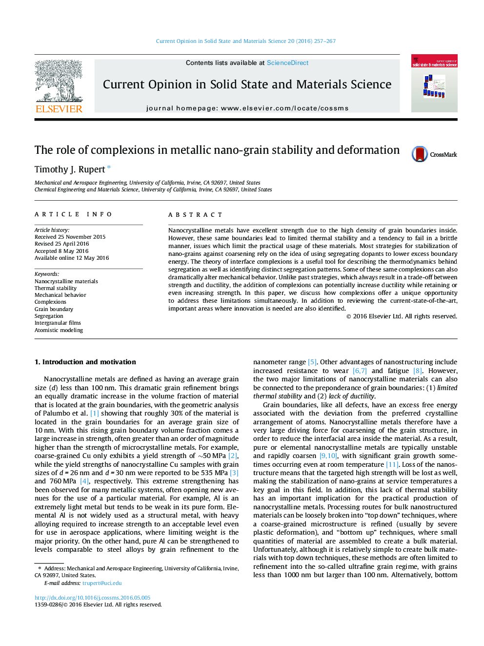 The role of complexions in metallic nano-grain stability and deformation