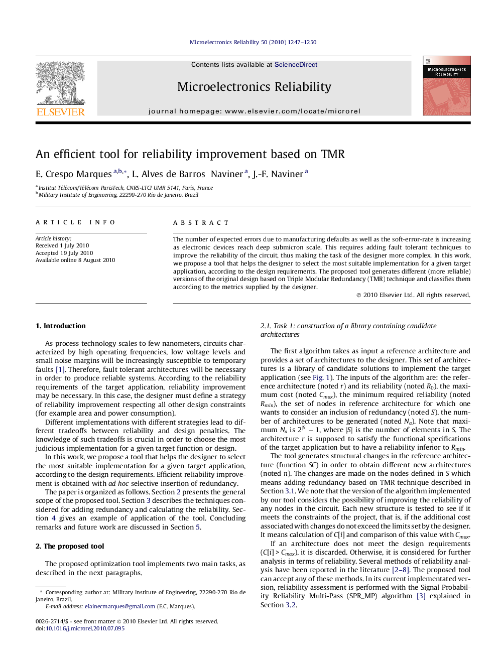 An efficient tool for reliability improvement based on TMR