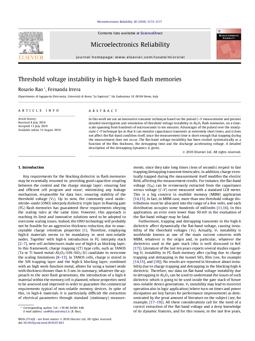 Threshold voltage instability in high-k based flash memories