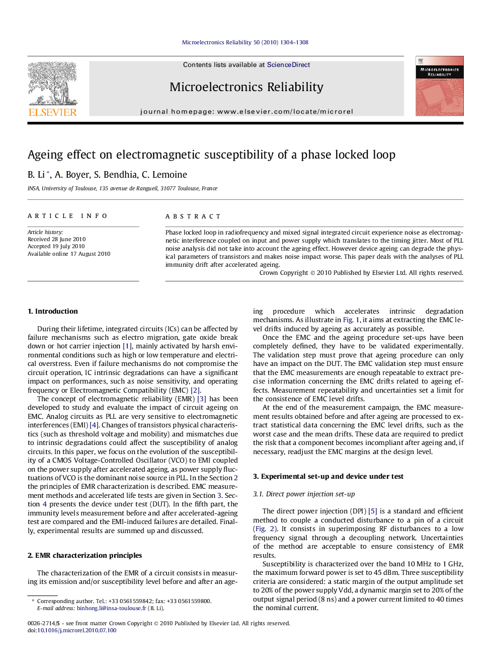 Ageing effect on electromagnetic susceptibility of a phase locked loop