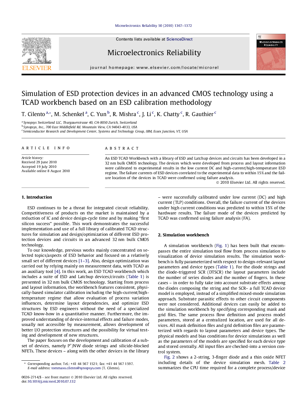 Simulation of ESD protection devices in an advanced CMOS technology using a TCAD workbench based on an ESD calibration methodology