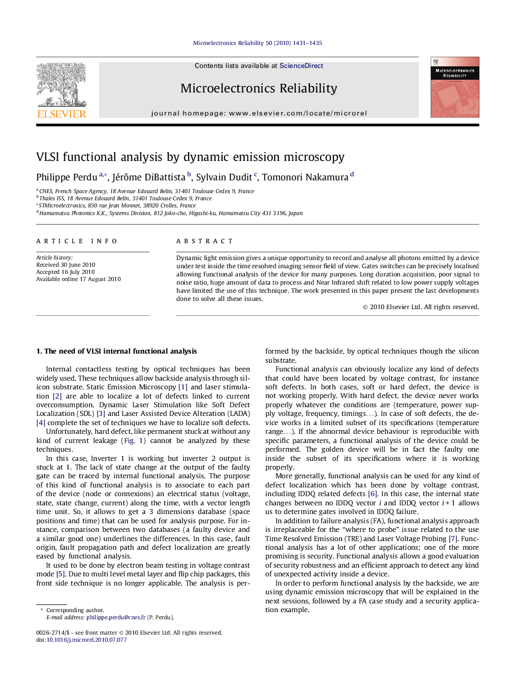 VLSI functional analysis by dynamic emission microscopy
