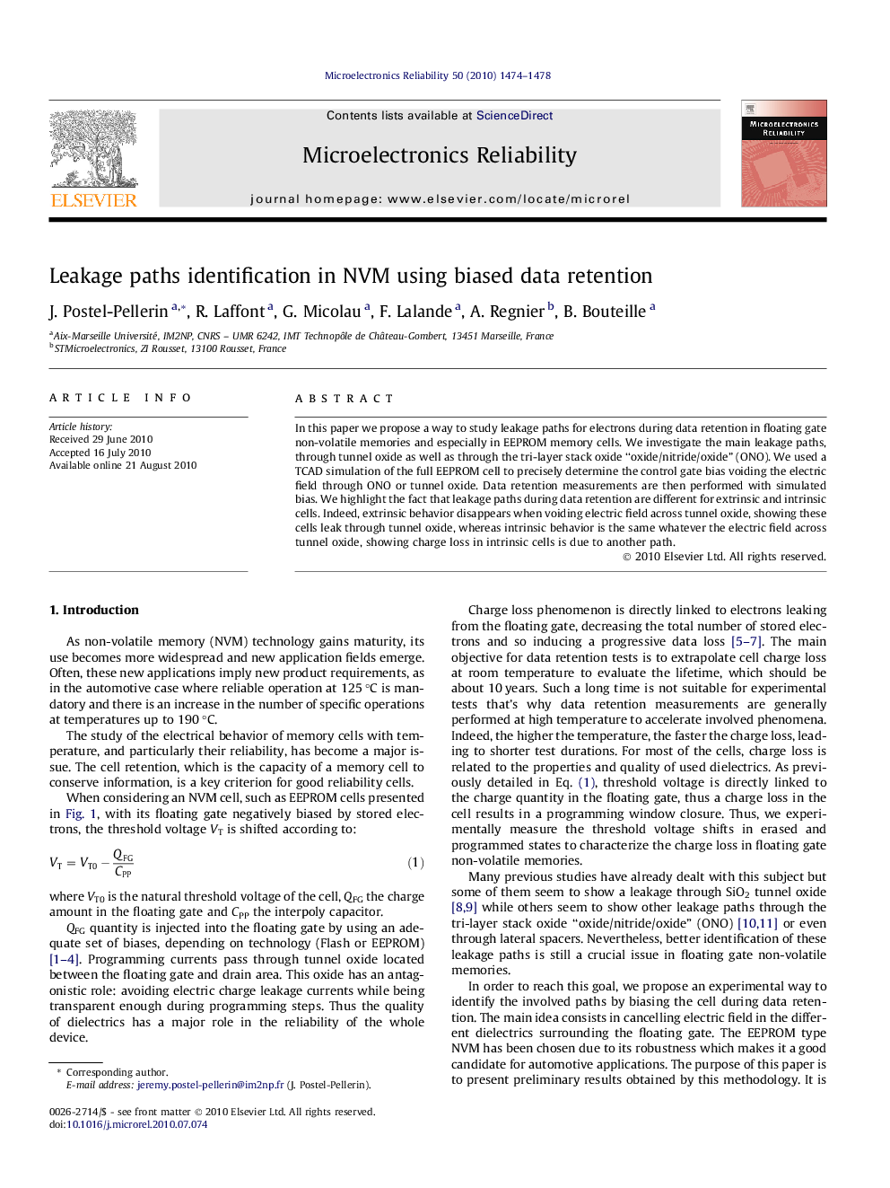 Leakage paths identification in NVM using biased data retention