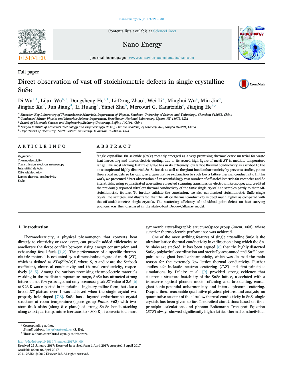 Direct observation of vast off-stoichiometric defects in single crystalline SnSe