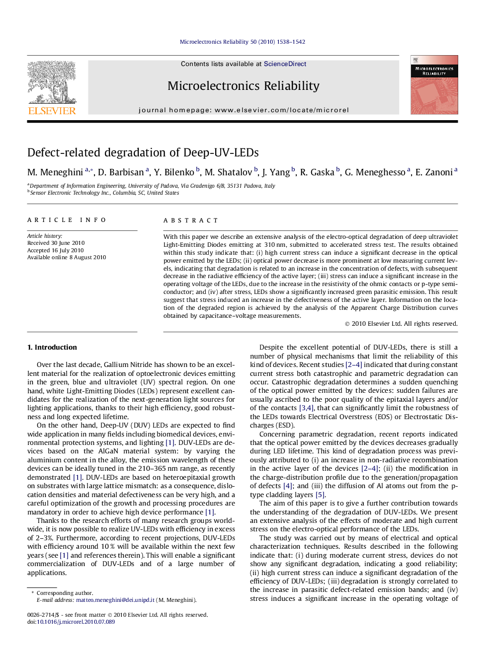 Defect-related degradation of Deep-UV-LEDs