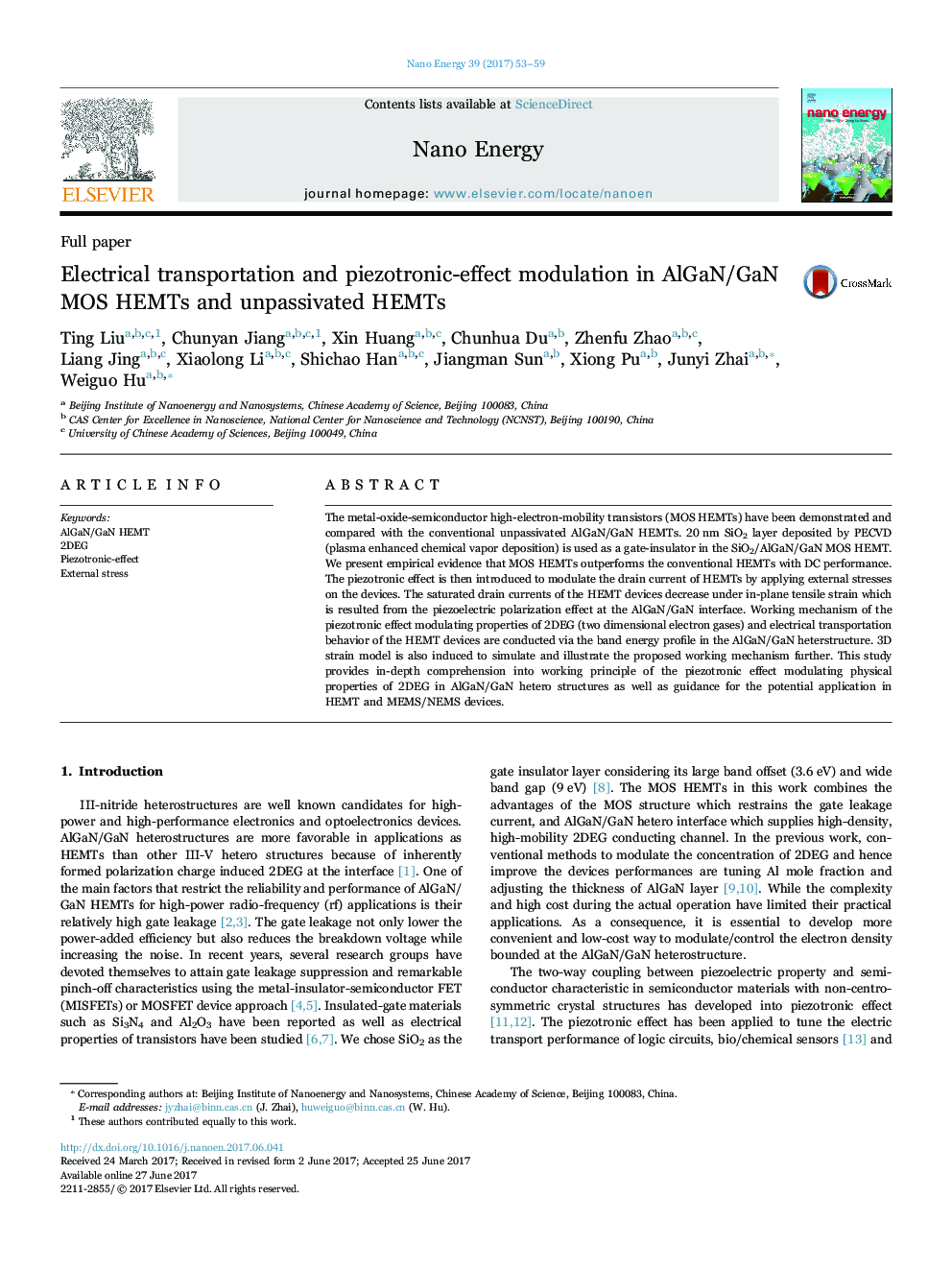 Electrical transportation and piezotronic-effect modulation in AlGaN/GaN MOS HEMTs and unpassivated HEMTs