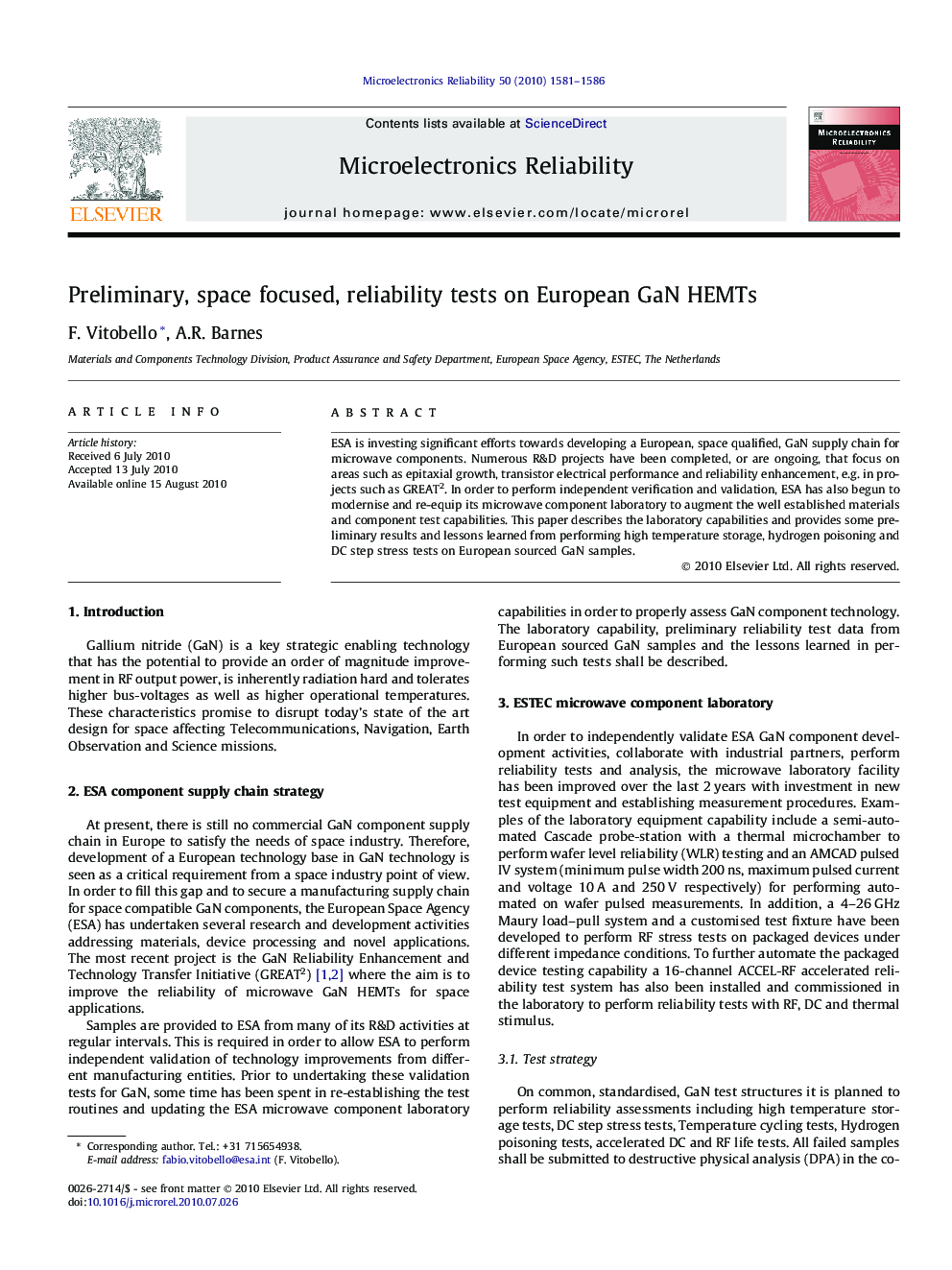 Preliminary, space focused, reliability tests on European GaN HEMTs