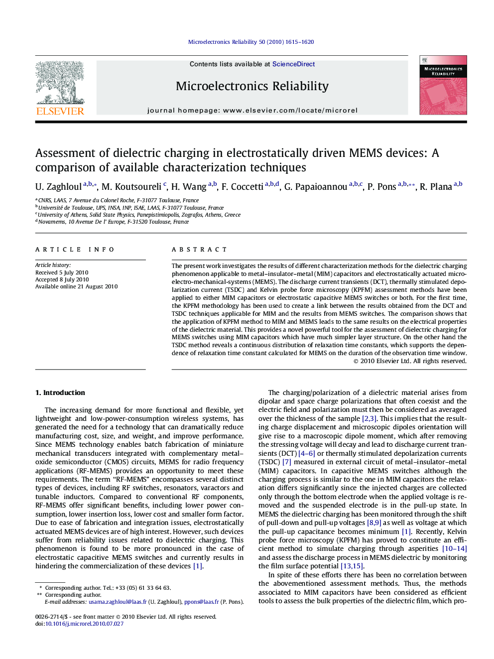 Assessment of dielectric charging in electrostatically driven MEMS devices: A comparison of available characterization techniques