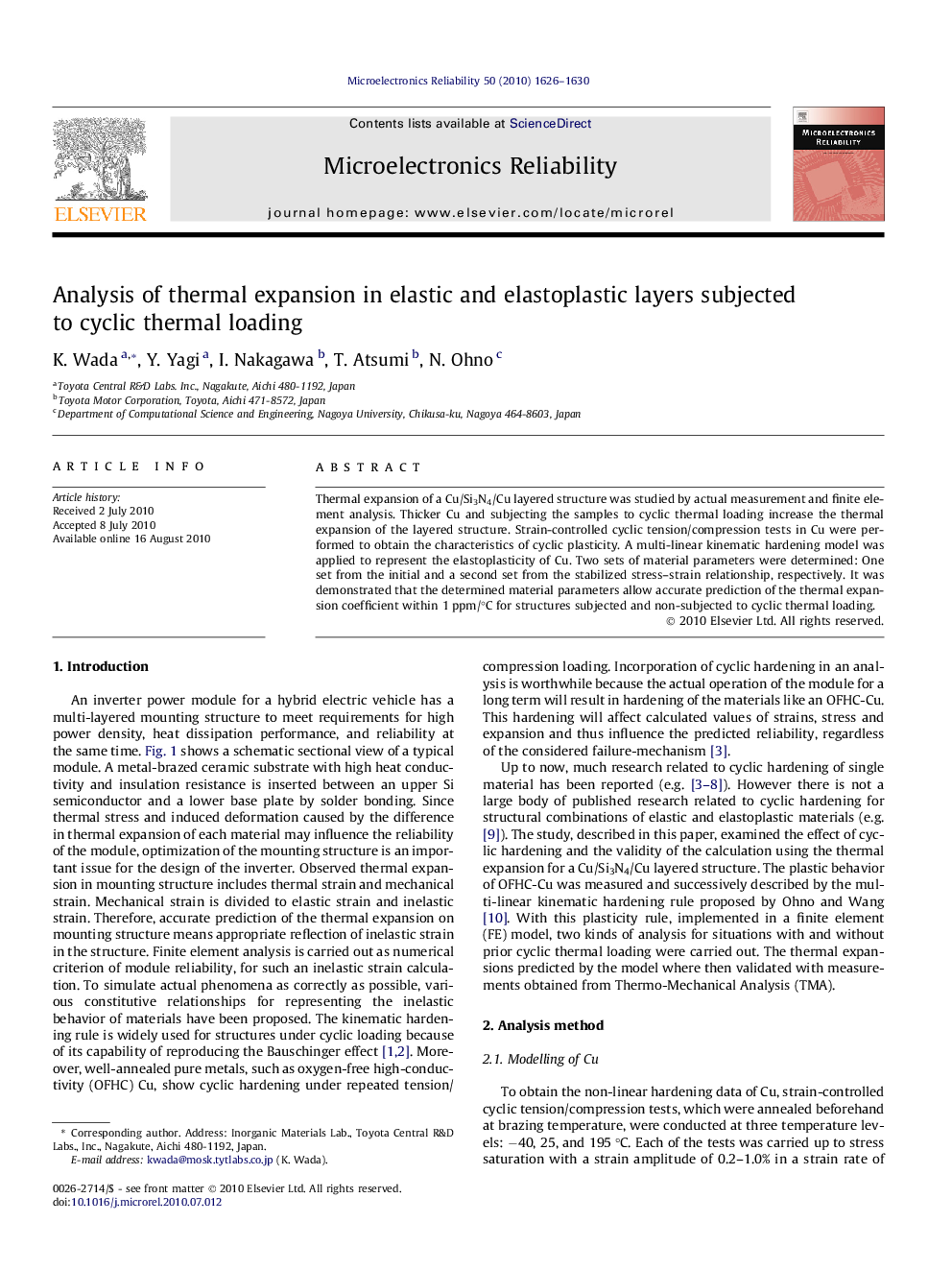 Analysis of thermal expansion in elastic and elastoplastic layers subjected to cyclic thermal loading