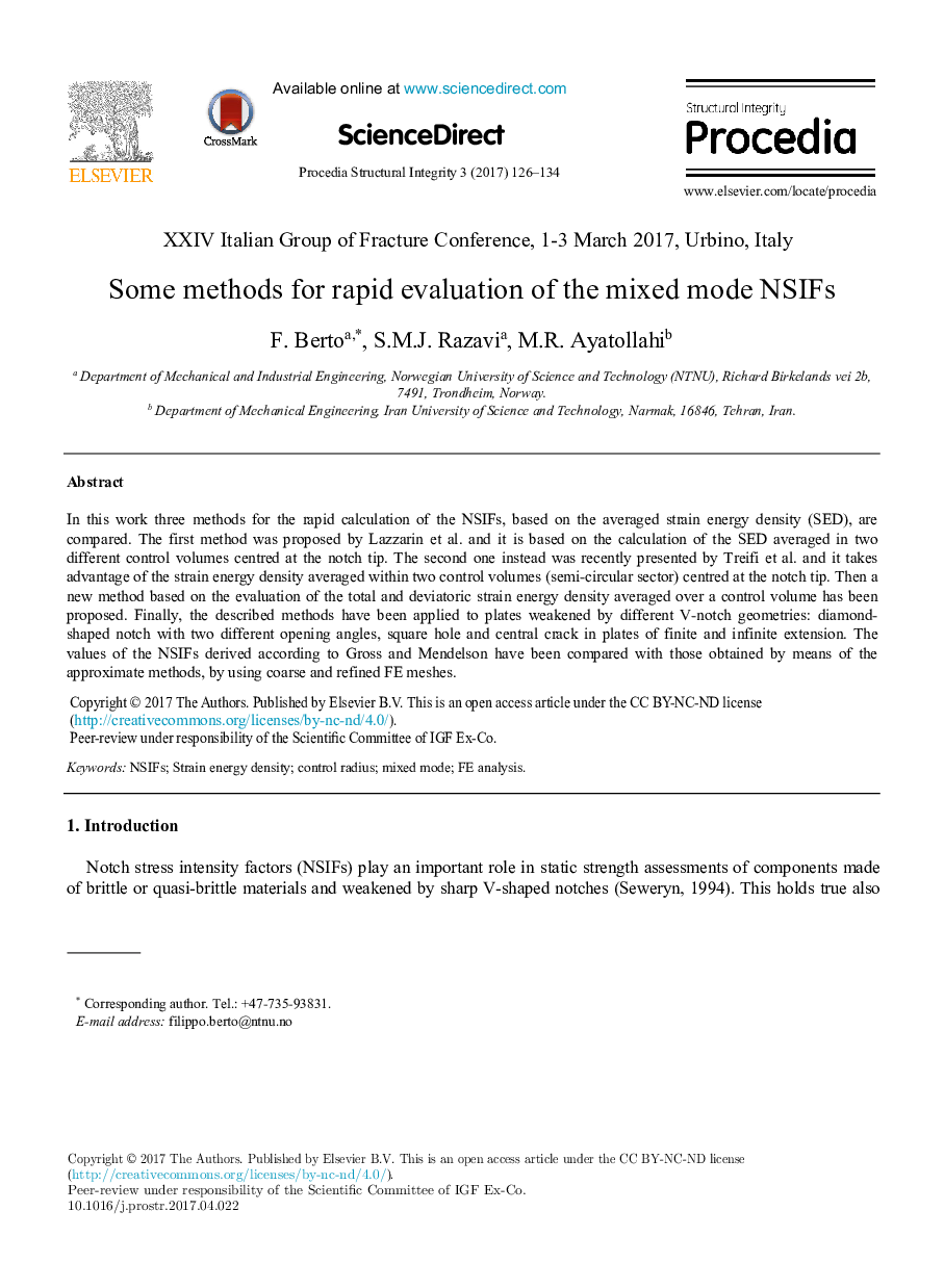 Some methods for rapid evaluation of the mixed mode NSIFs