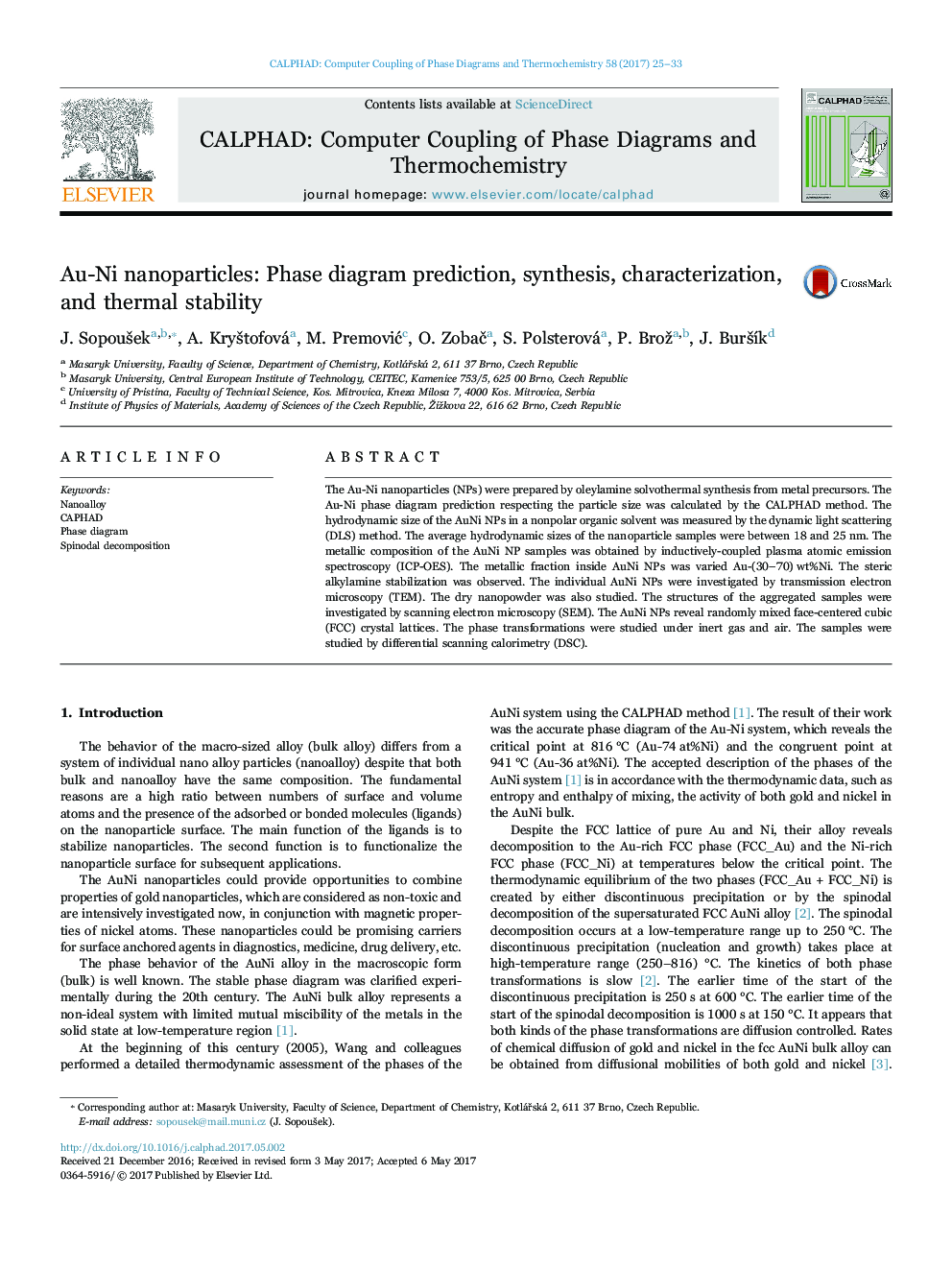 Au-Ni nanoparticles: Phase diagram prediction, synthesis, characterization, and thermal stability