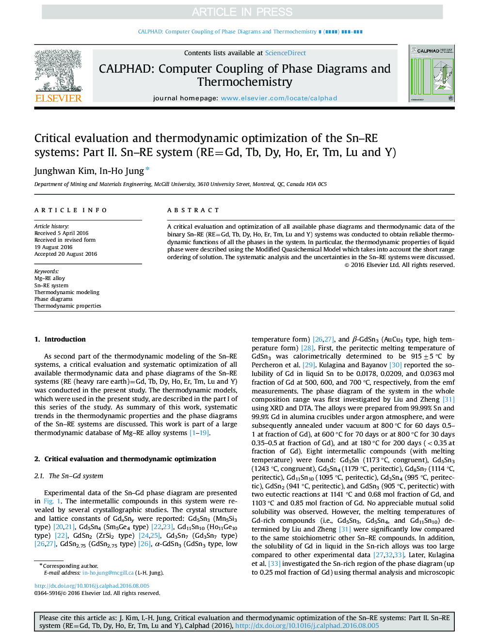 Critical evaluation and thermodynamic optimization of the Sn-RE systems: Part II. Sn-RE system (RE=Gd, Tb, Dy, Ho, Er, Tm, Lu and Y)