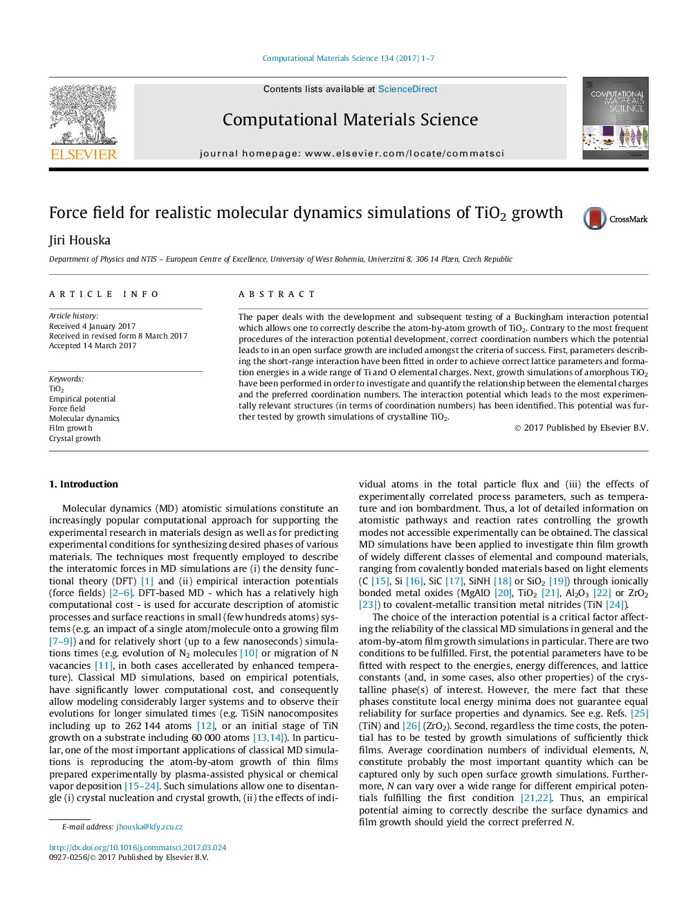 Force field for realistic molecular dynamics simulations of TiO2 growth