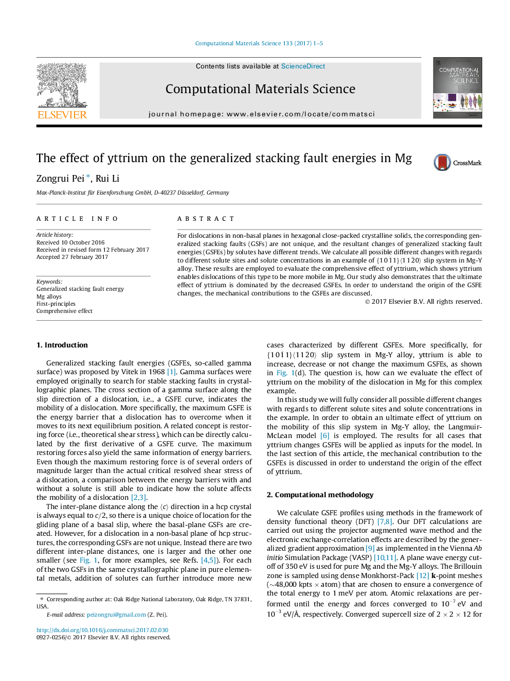 The effect of yttrium on the generalized stacking fault energies in Mg