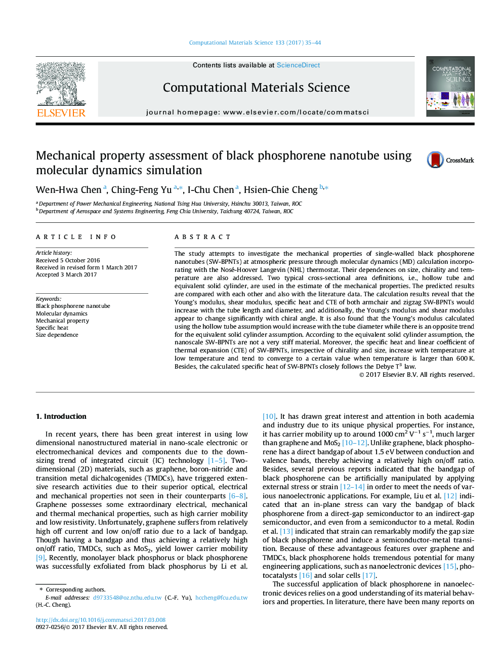 Mechanical property assessment of black phosphorene nanotube using molecular dynamics simulation