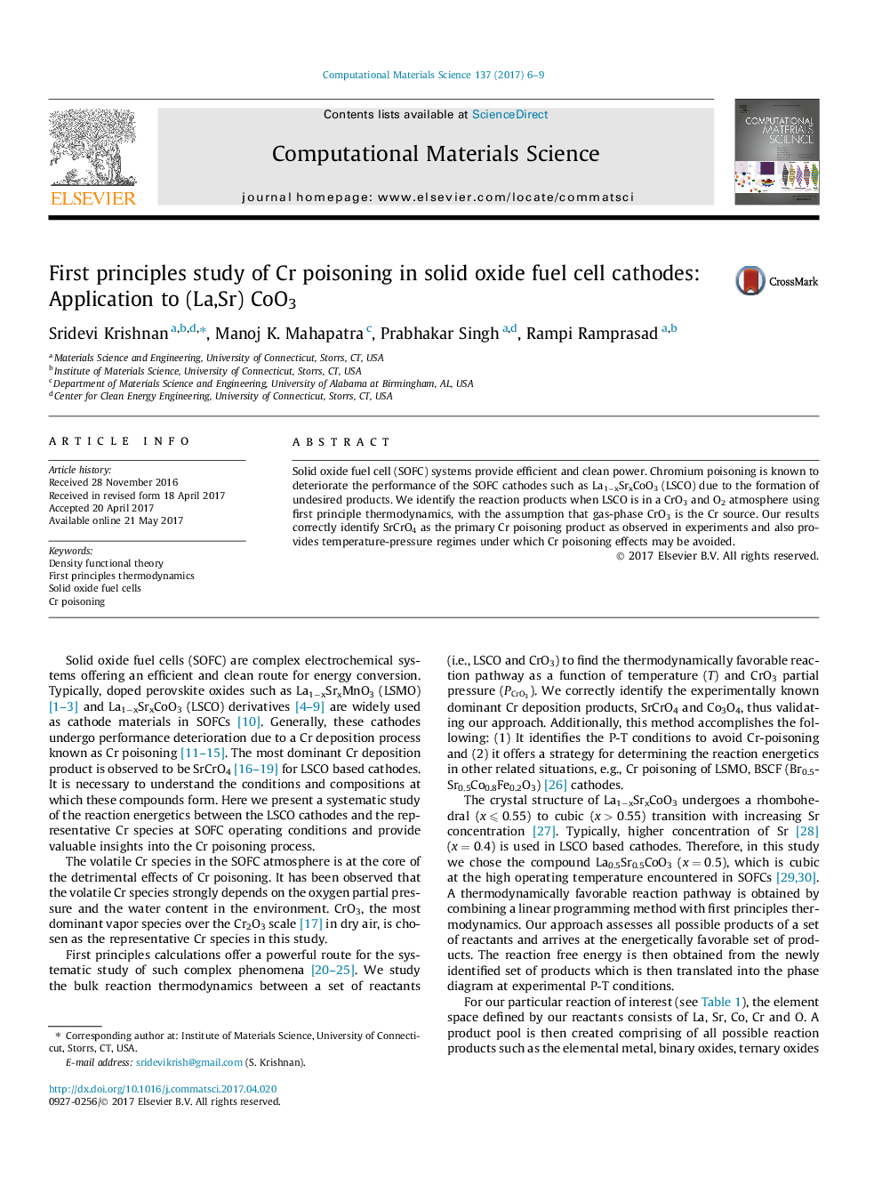 First principles study of Cr poisoning in solid oxide fuel cell cathodes: Application to (La,Sr) CoO3