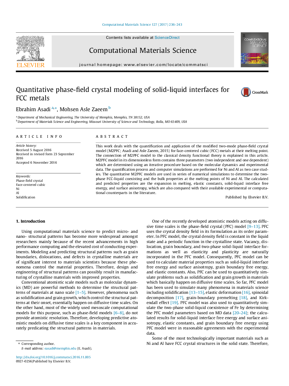 Quantitative phase-field crystal modeling of solid-liquid interfaces for FCC metals