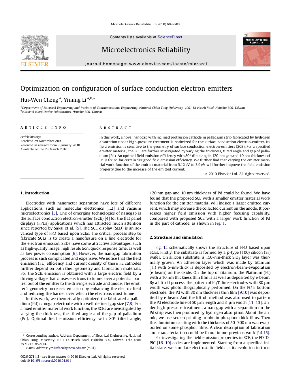 Optimization on configuration of surface conduction electron-emitters