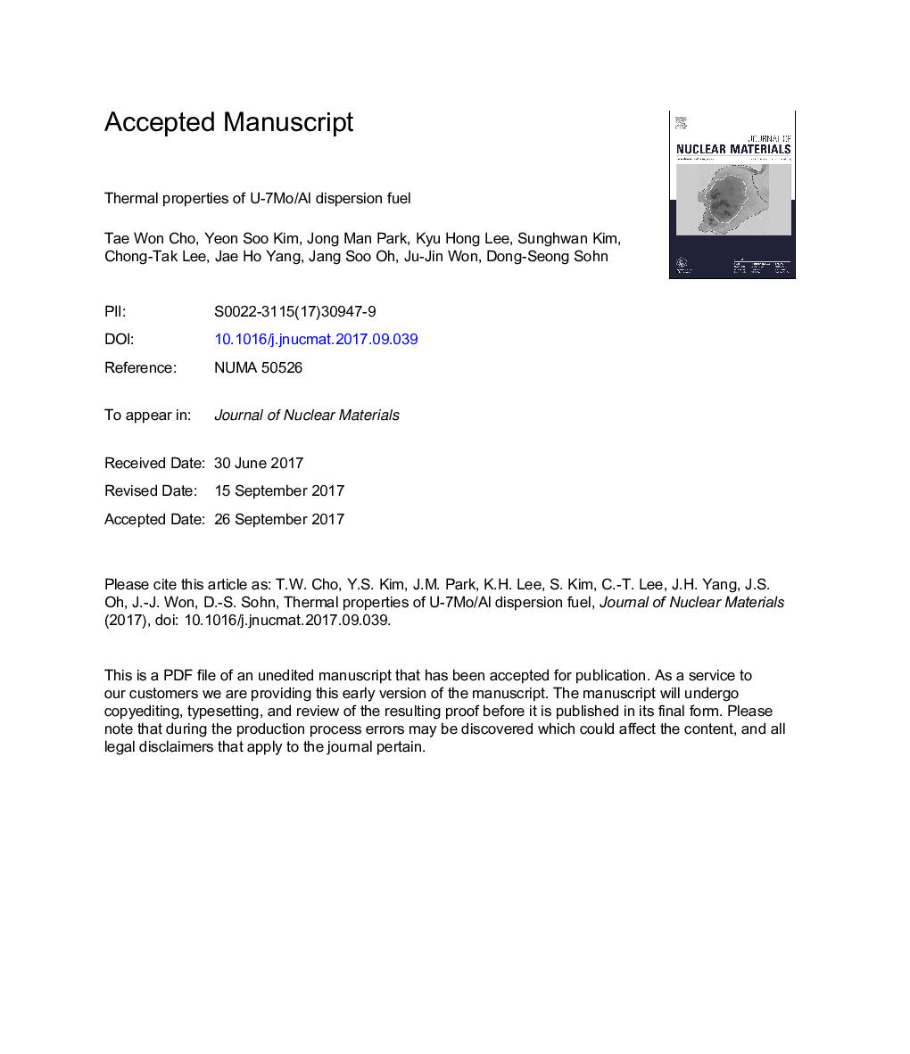 Thermal properties of U-7Mo/Al dispersion fuel