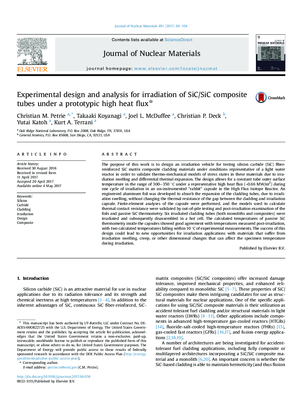 Experimental design and analysis for irradiation of SiC/SiC composite tubes under a prototypic high heat flux