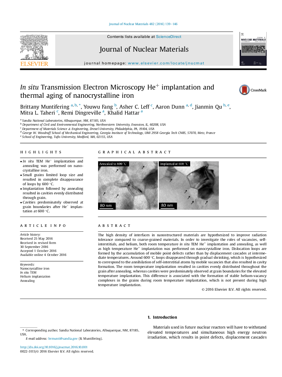 In situ Transmission Electron Microscopy He+ implantation and thermal aging of nanocrystalline iron