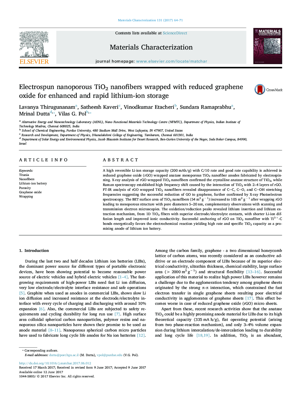 Electrospun nanoporous TiO2 nanofibers wrapped with reduced graphene oxide for enhanced and rapid lithium-ion storage