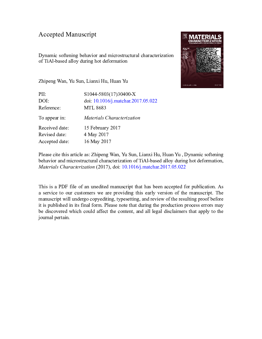 Dynamic softening behavior and microstructural characterization of TiAl-based alloy during hot deformation