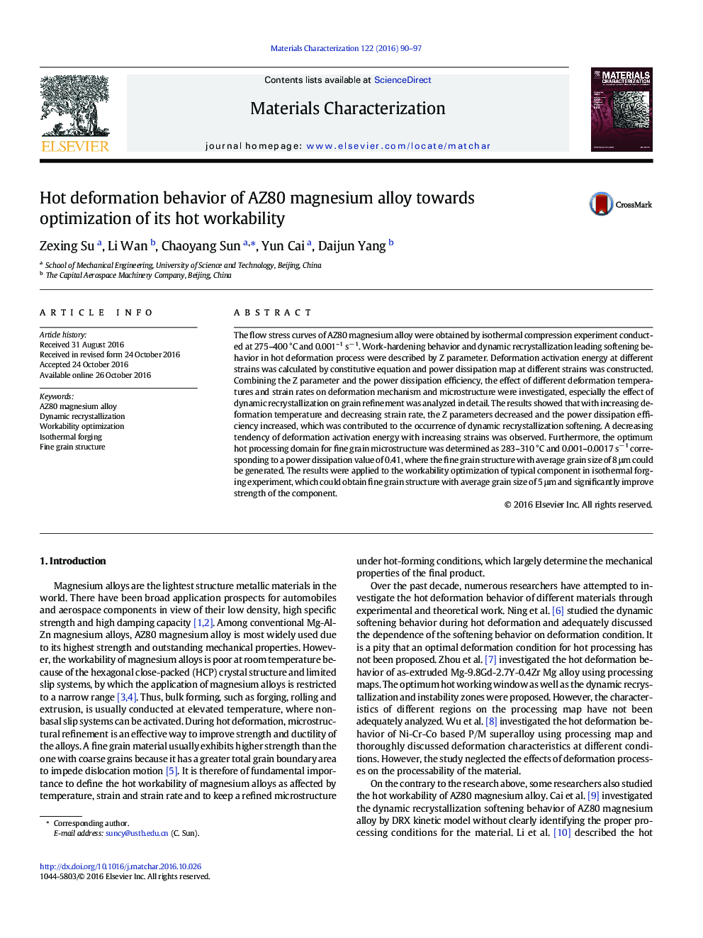 Hot deformation behavior of AZ80 magnesium alloy towards optimization of its hot workability