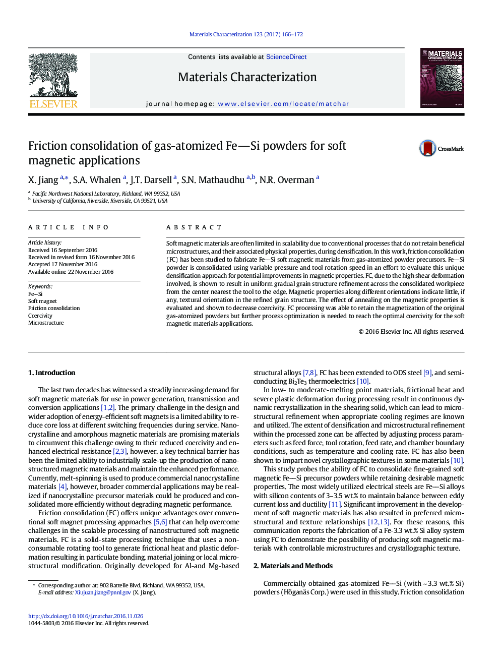 Friction consolidation of gas-atomized FeSi powders for soft magnetic applications