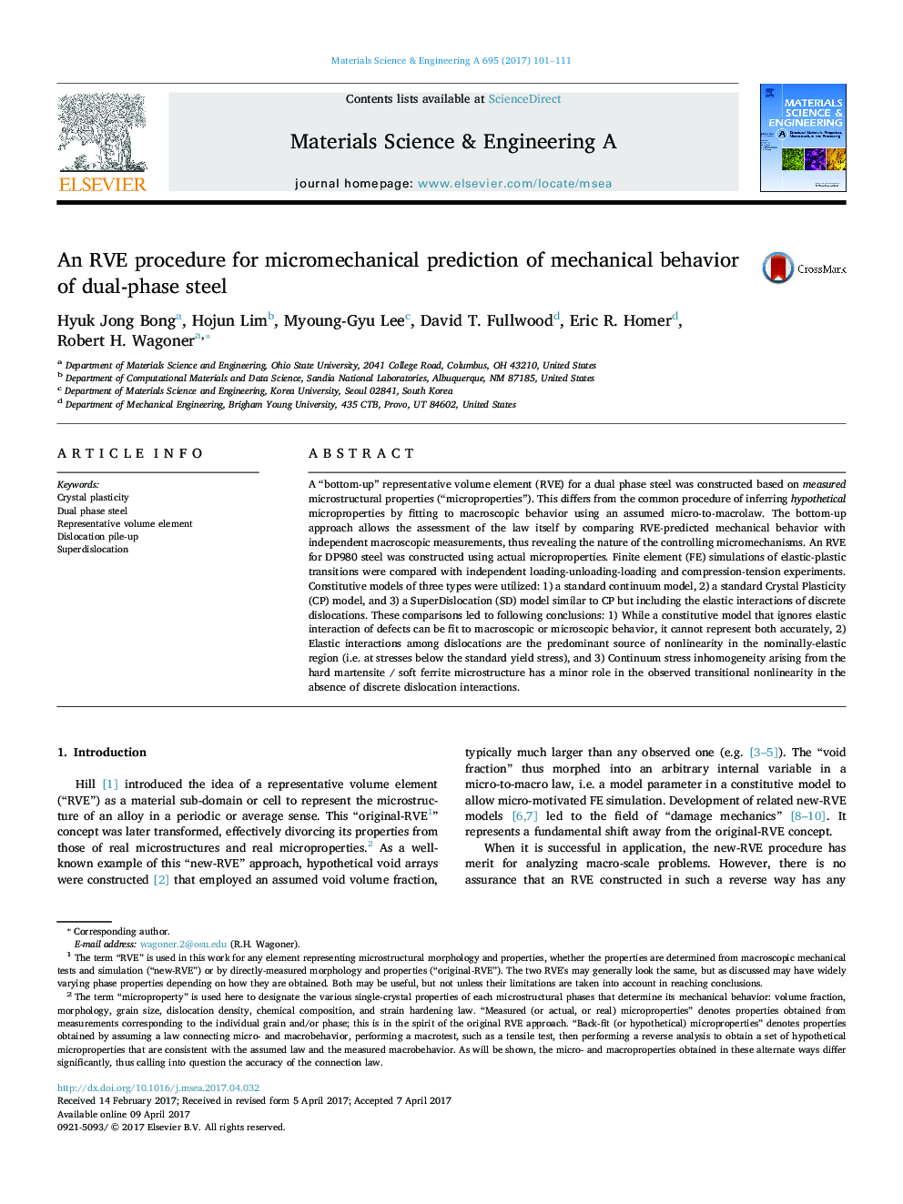 An RVE procedure for micromechanical prediction of mechanical behavior of dual-phase steel