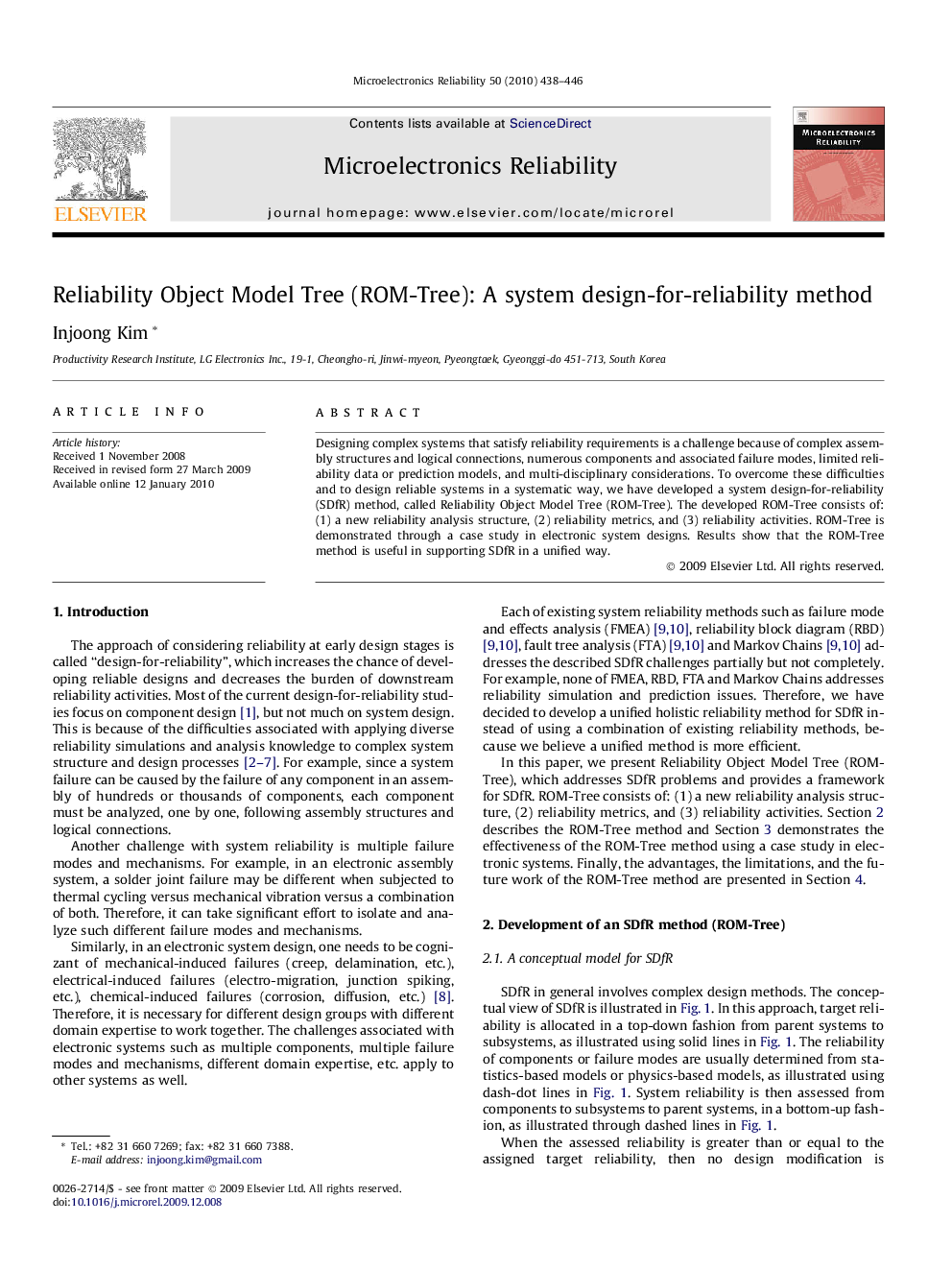 Reliability Object Model Tree (ROM-Tree): A system design-for-reliability method