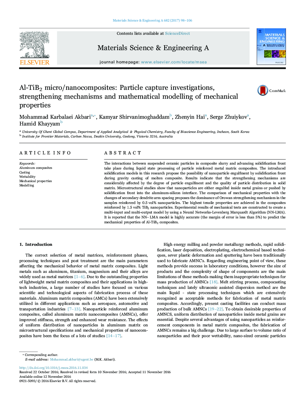 Al-TiB2 micro/nanocomposites: Particle capture investigations, strengthening mechanisms and mathematical modelling of mechanical properties