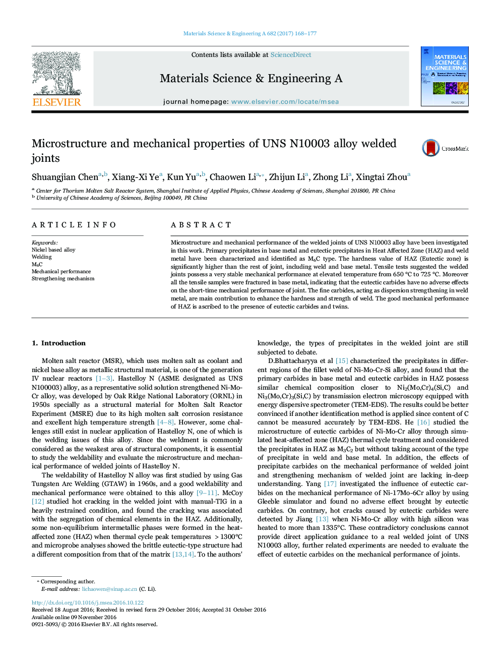 Microstructure and mechanical properties of UNS N10003 alloy welded joints