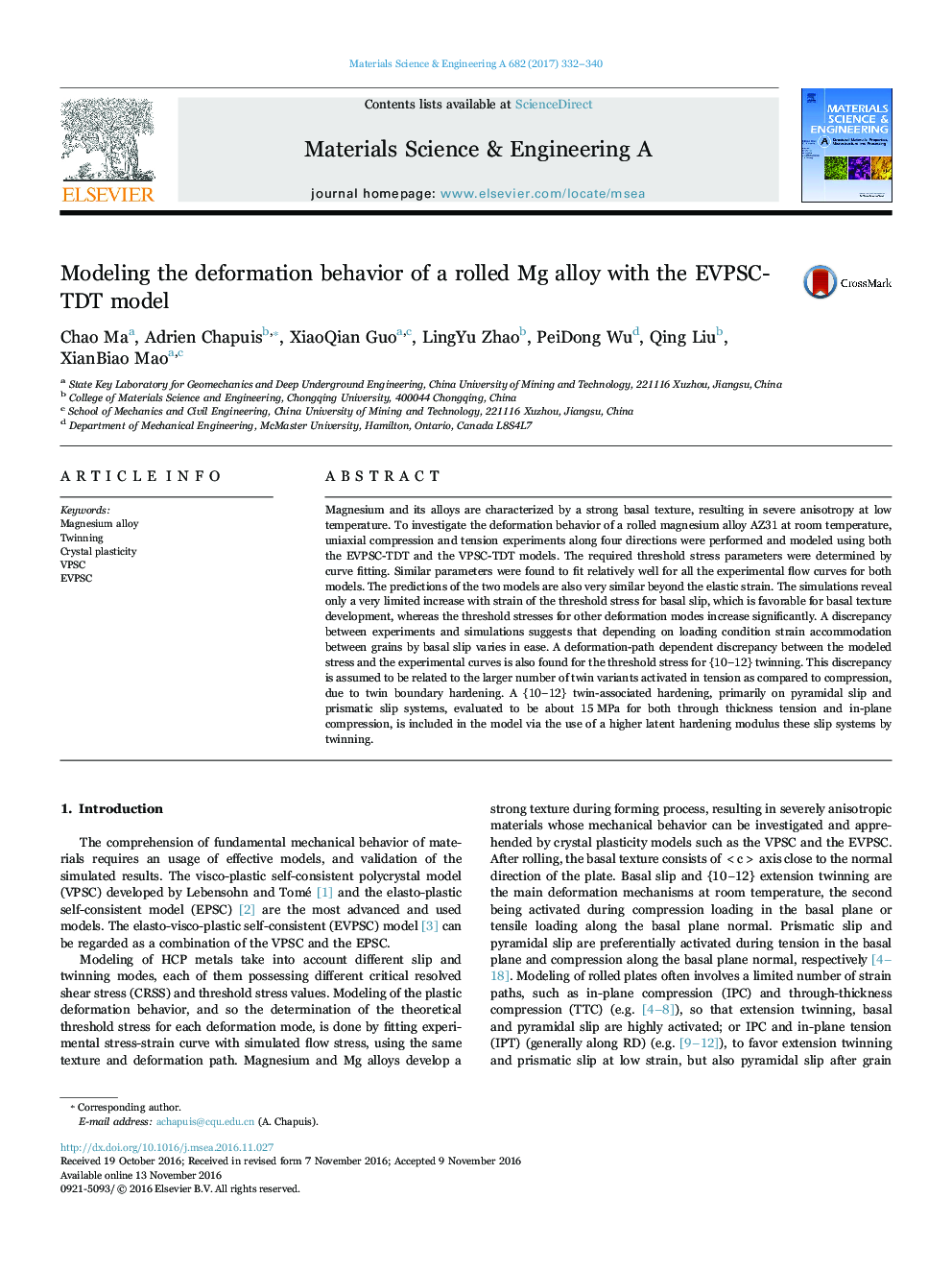 Modeling the deformation behavior of a rolled Mg alloy with the EVPSC-TDT model