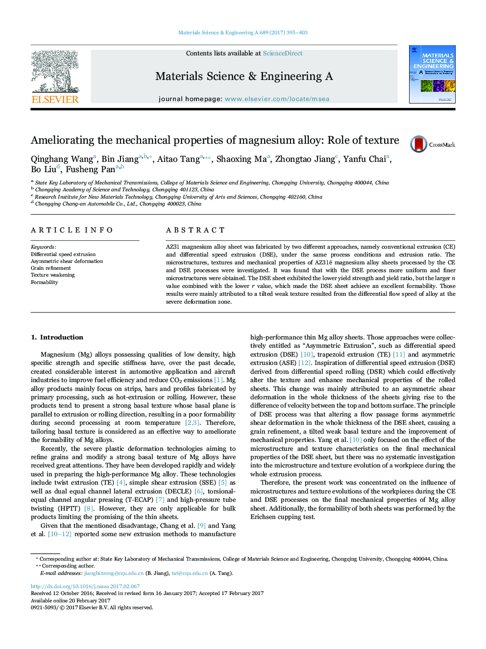 Ameliorating the mechanical properties of magnesium alloy: Role of texture