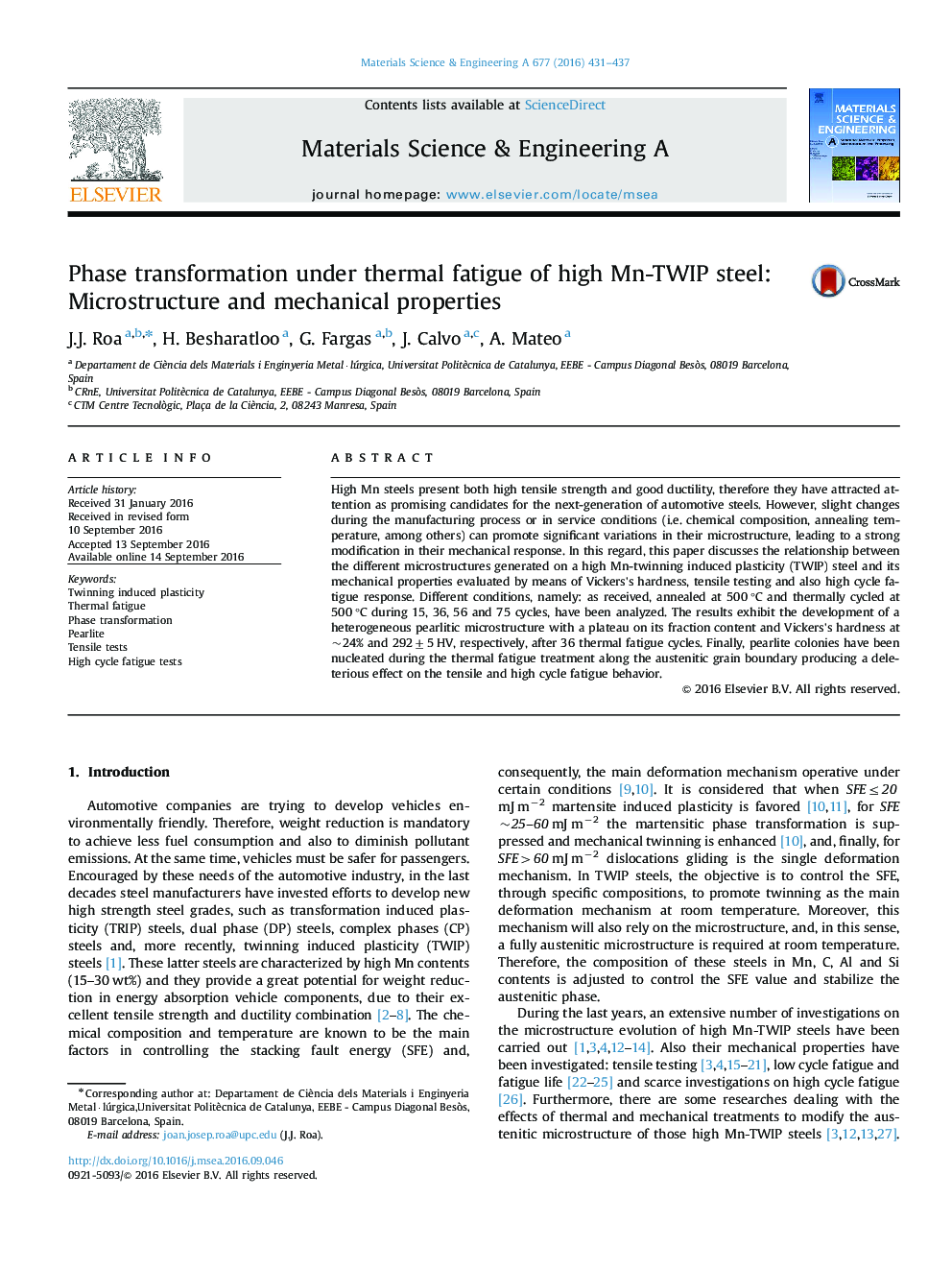 Phase transformation under thermal fatigue of high Mn-TWIP steel: Microstructure and mechanical properties